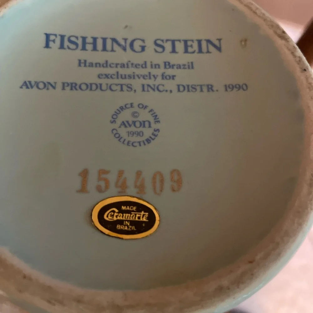 Avon Vintage Fresh Water Fishing Stein Handcrafted in Brazil, Numbered - Picture 3 of 6